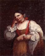 unknow artist A Woman holding a mask Spain oil painting artist